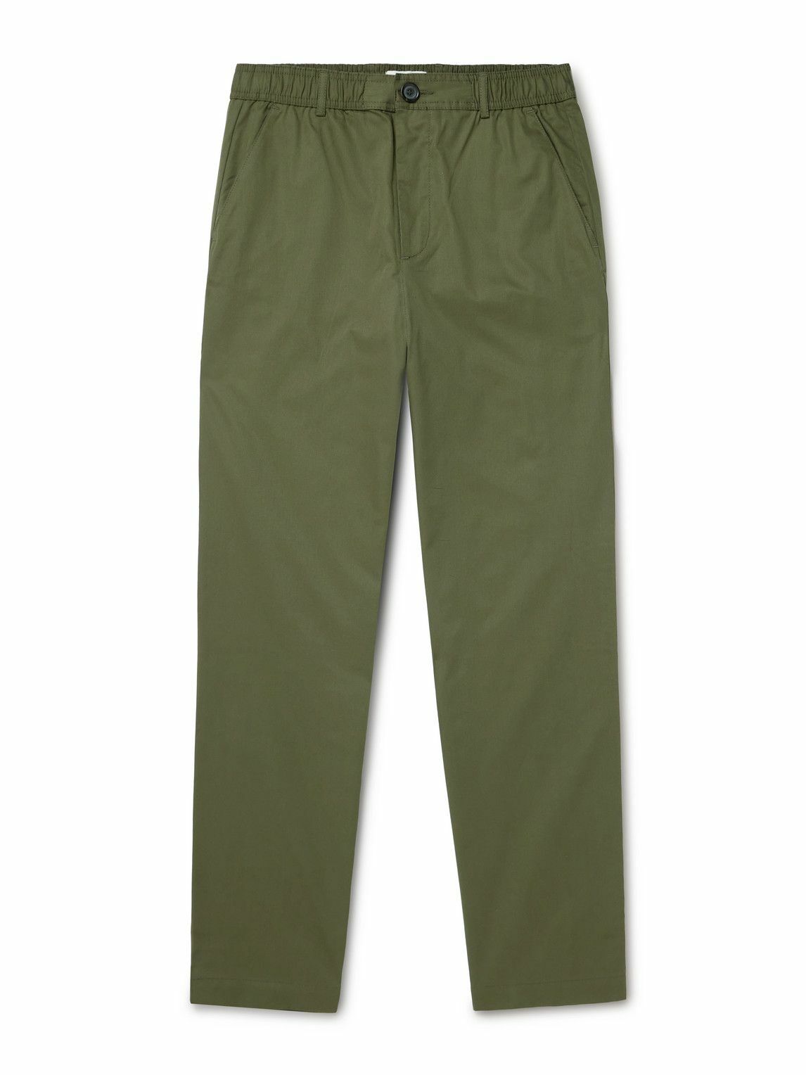 Oliver Spencer - Ashdown Straight-Leg Cotton-Twill Drawstring Trousers - Green