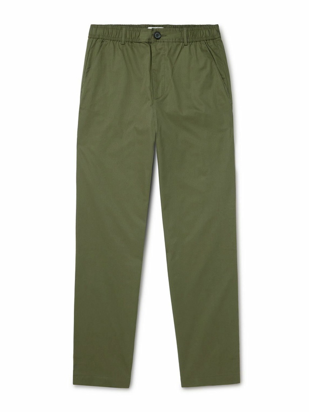 Photo: Oliver Spencer - Ashdown Straight-Leg Cotton-Twill Drawstring Trousers - Green