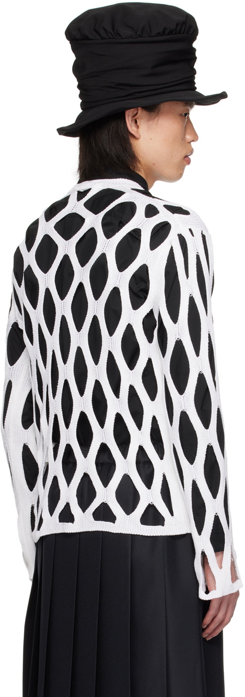 Black Comme des Garçons White Cutout Sweater