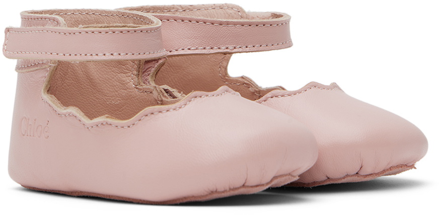 Chloé Baby Pink Logo Pre-Walkers