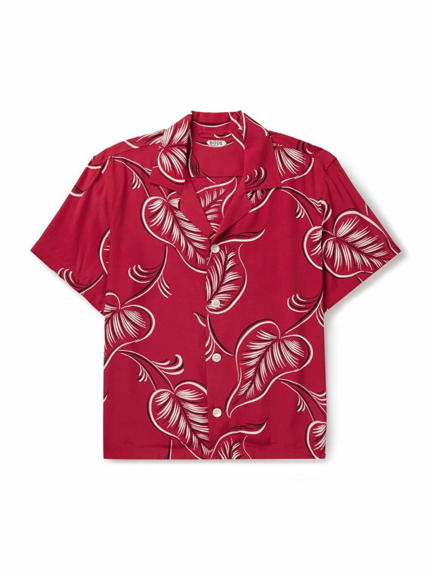 Photo: BODE - Creeping Begonia Camp-Collar Printed Woven Shirt - Red