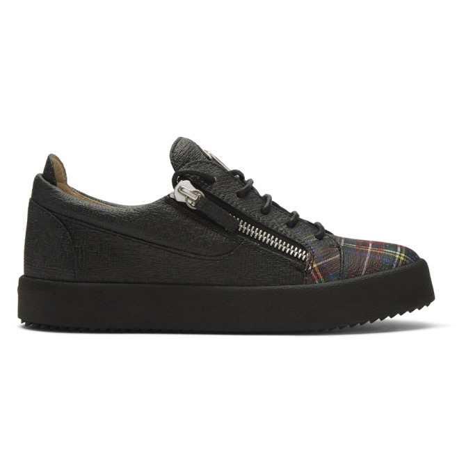 Photo: Giuseppe Zanotti Black and Multicolor Plaid Low-Top Sneakers