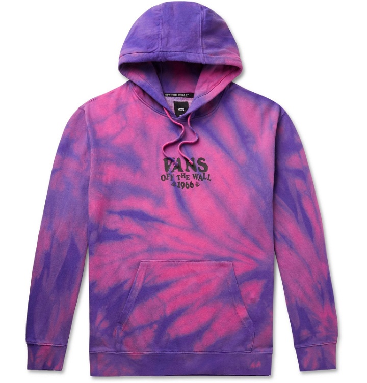 Photo: Vans - Logo-Print Tie-Dyed Fleece-Back Cotton-Blend Jersey Hoodie - Pink