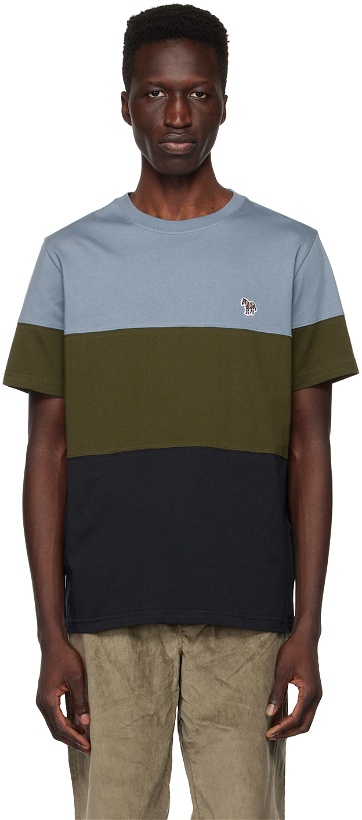 Photo: PS by Paul Smith Blue & Green Colorblock Zebra T-Shirt