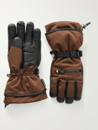 Moncler Grenoble - Leather-Trimmed Quilted Shell Padded Ski Gloves - Brown
