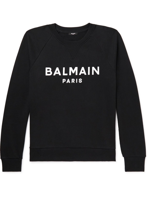 Photo: Balmain - Logo-Print Cotton-Jersey Sweatshirt - Black