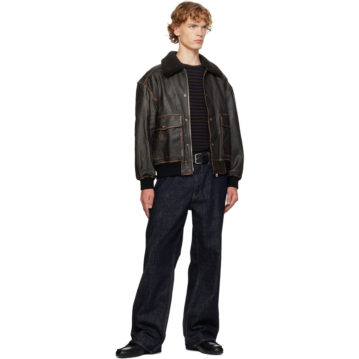 Dunst Black Detachable A-2 Leather Jacket