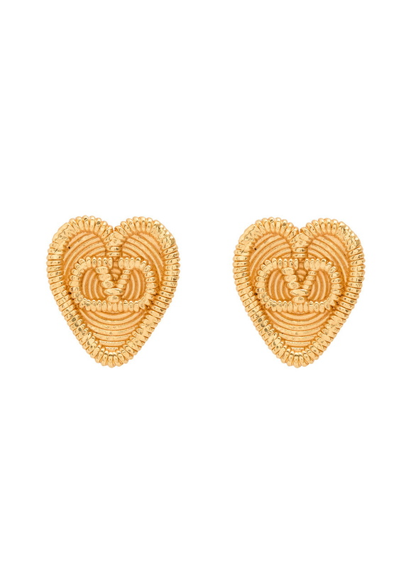 Photo: Valentino Fil Perdu Heart Stud Earrings - Brass - One Size