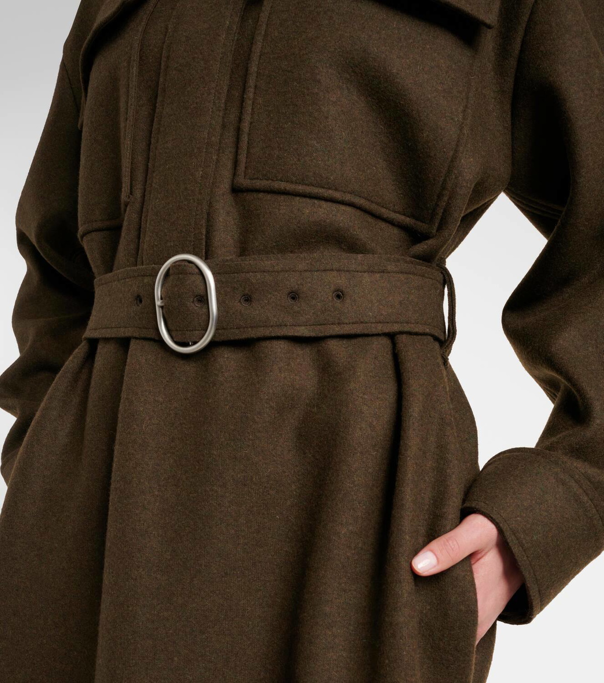 Jil Sander Belted wool-blend shirt dress