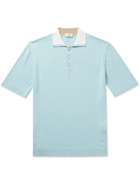 ALTEA - Contrast-Trimmed Cotton Polo Shirt - Blue - S