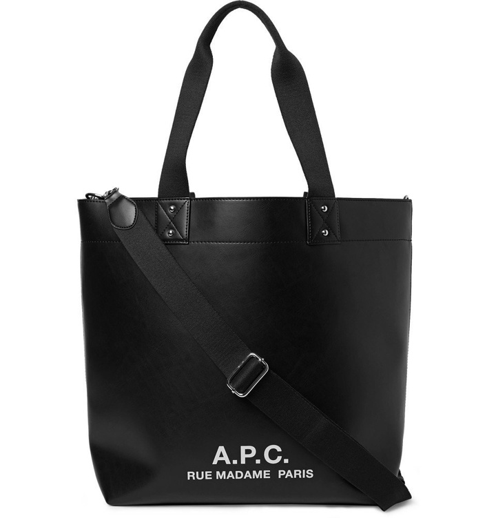 Photo: A.P.C. - Eddy Logo-Print Faux Leather Tote Bag - Men - Black