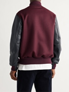 GOLDEN BEAR - The Albany Wool-Blend and Leather Bomber Jacket - Burgundy