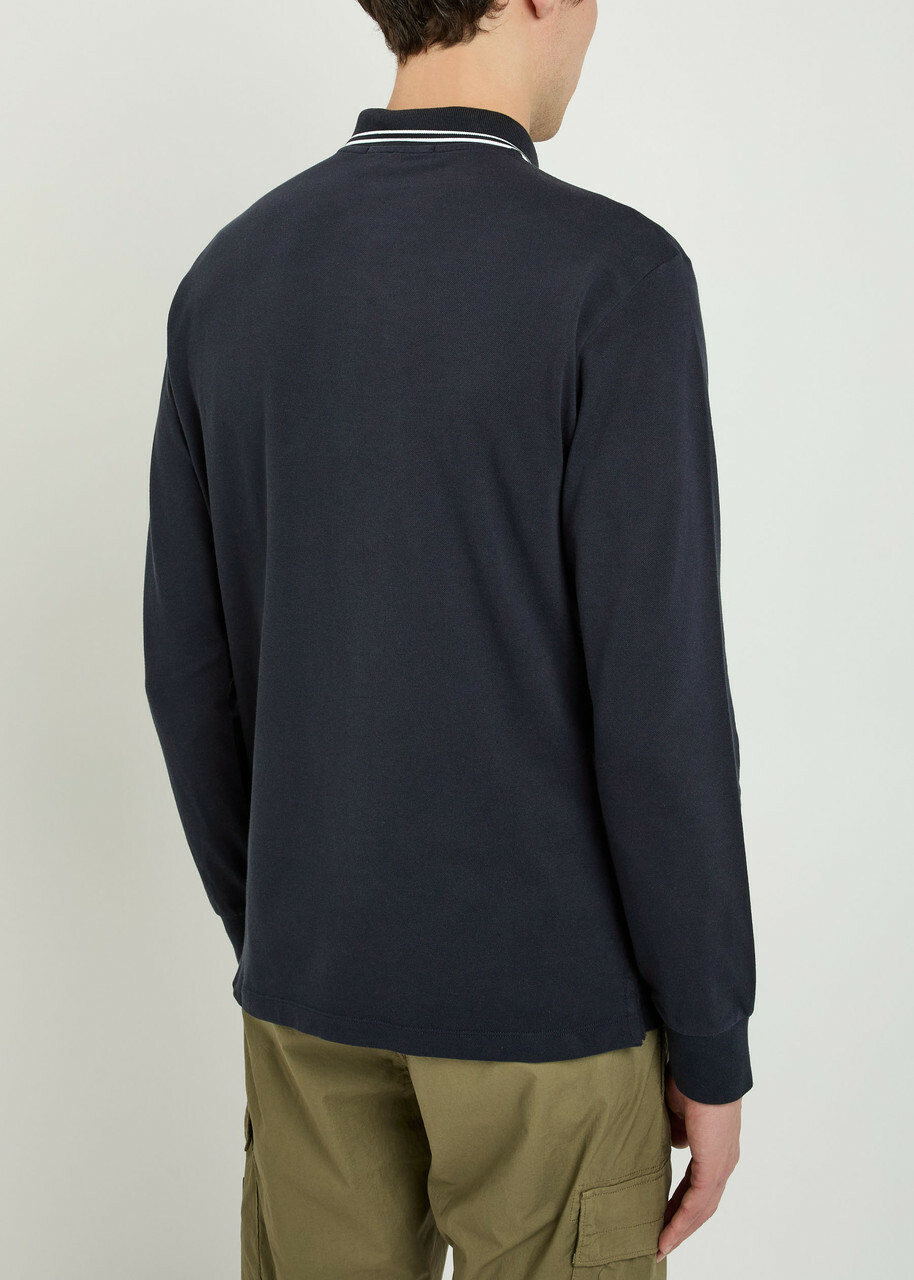 Stone Island Logo-appliquéd Piqué Stretch-cotton Polo Shirt Navy