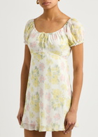 Loveshackfancy Clemente Floral-print Chiffon Mini Dress Cream