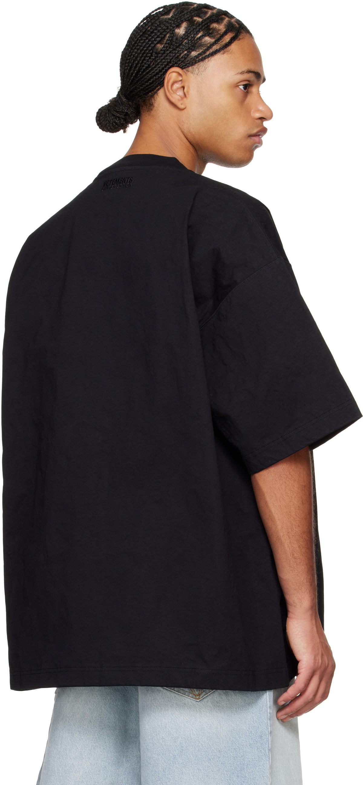 VETEMENTS Black Metalized Wrinkled 'Your Basic' T-shirt Vetements