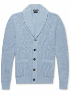 TOM FORD - Shawl-Collar Ribbed Cashmere and Linen-Blend Cardigan - Blue
