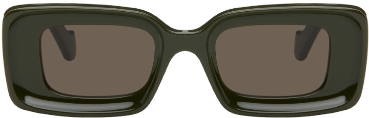 Photo: LOEWE Khaki Rectangular Sunglasses