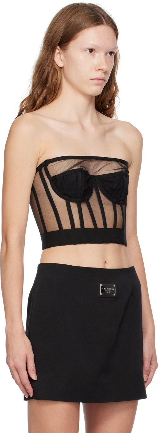 Dolce & Gabbana Black Straight Neck Corset
