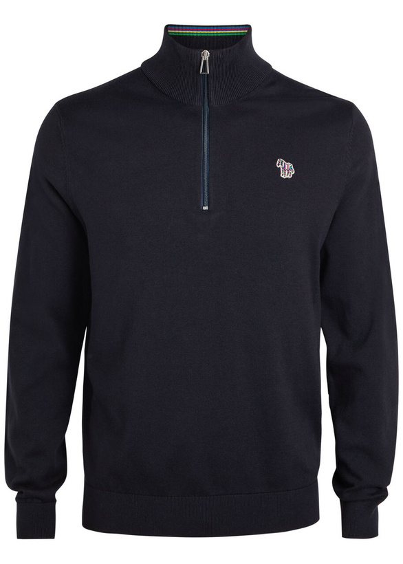 Photo: PS Paul Smith Appliquéd Half-zip Cotton Jumper Navy