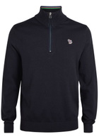 PS Paul Smith Appliquéd Half-zip Cotton Jumper Navy