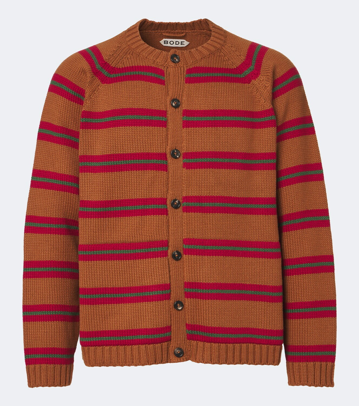 Bode Holly striped cotton and wool cardigan