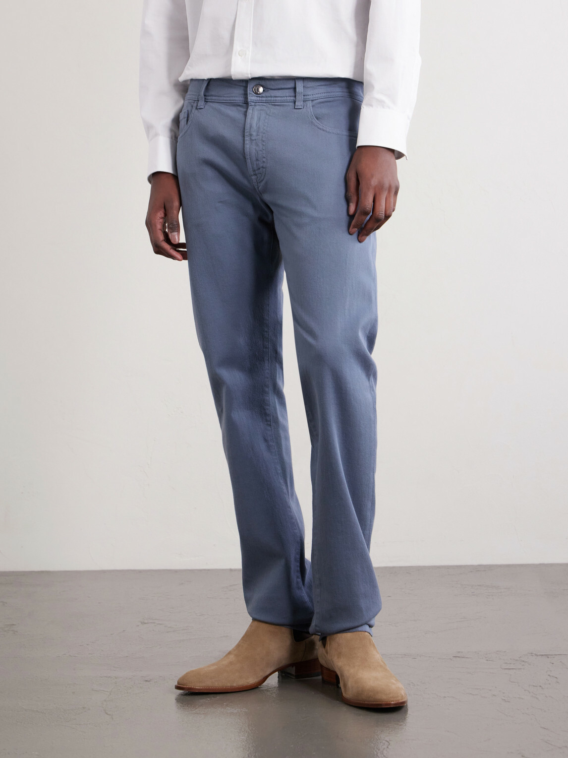 Canali - Straight-Leg Garment-Dyed Stretch Jeans - Blue
