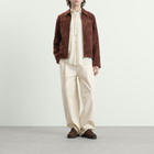 Drôle de Monsieur Men's D Mirror Zipped Leather Jacket in Brown
