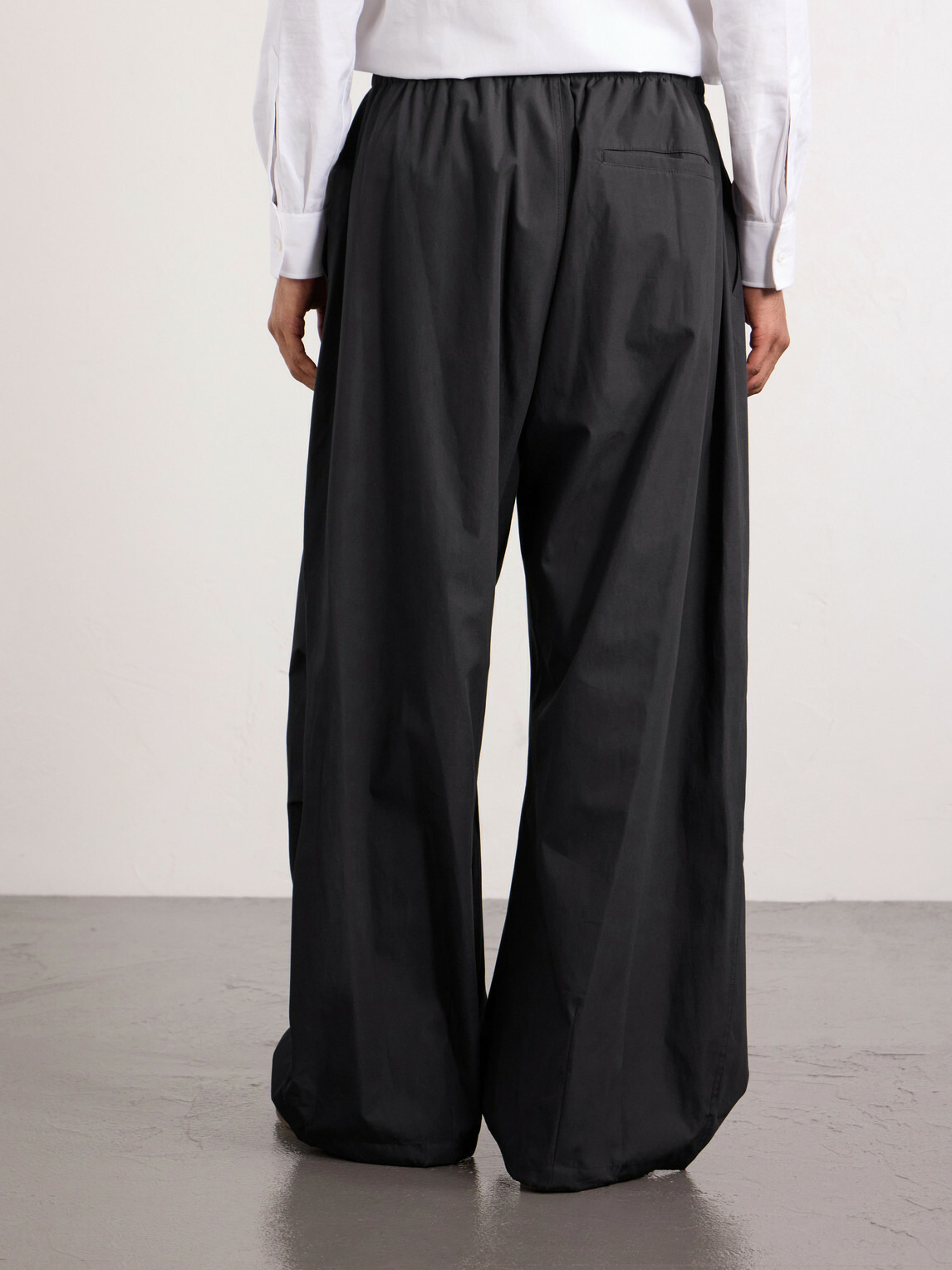 Amomento - Cotton Wide-Leg Trousers - Black