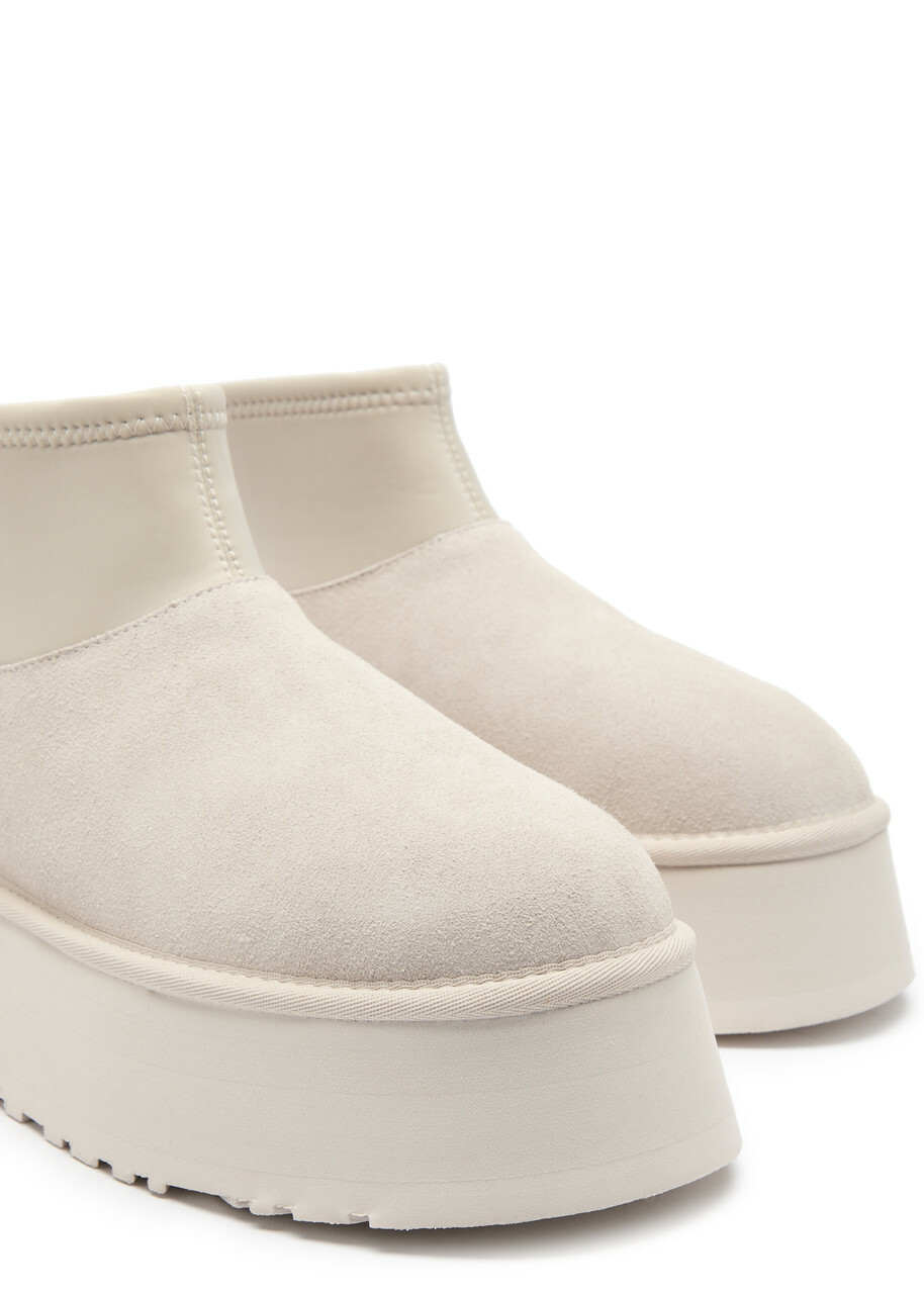 Ugg Classic Mini Dipper Puffer Suede Ankle Boots White Ugg
