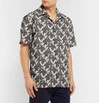 Brioni - Camp-Collar Printed Linen and Cotton-Blend Shirt - Black