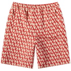 Valentino Men's Logo Short in St. Toile Iconograph Beige/Rosso