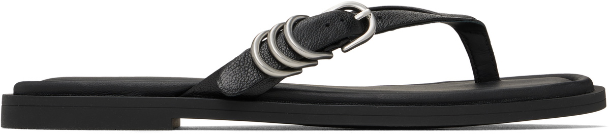 rag & bone Black Gia Leather Thong Sandals