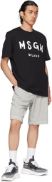 MSGM Black Paint Brushed Logo T-Shirt