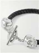 Alexander McQueen - Silver-Tone and Leather Bracelet - Black