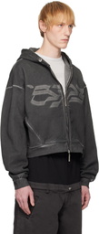 SPENCER BADU Black Dyed Zipped Hoodie