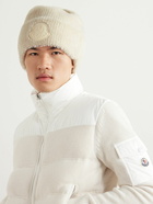 Moncler - Logo-Appliquéd Faux Fur Beanie - Neutrals