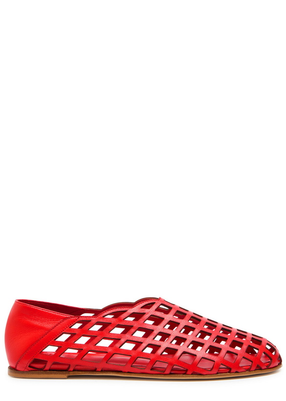 Photo: Gia Borghini Peek-a-boo Leather Ballerina Flats Red