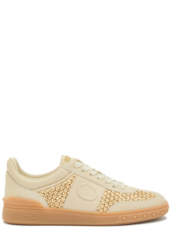 Photo: Valentino Garavani Upvillage Panelled Raffia Sneakers Beige