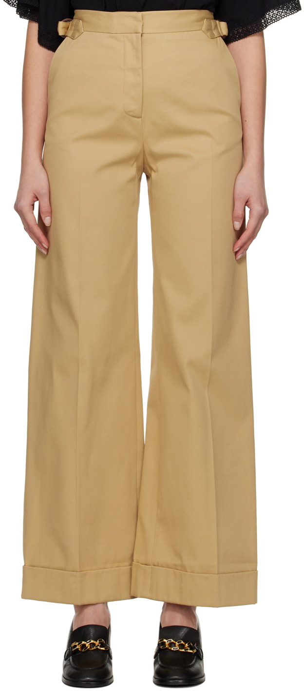 See by Chloé Brown Wide Cuffed Trousers