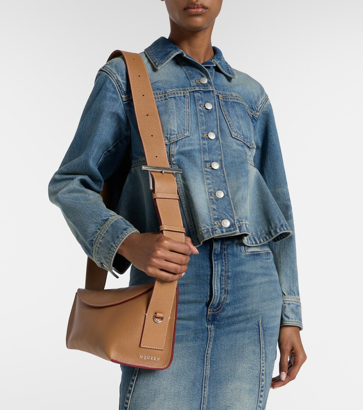 McQueen T-Bar leather shoulder bag