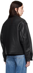 Alexander Wang Black Lambskin Trucker Leather Jacket