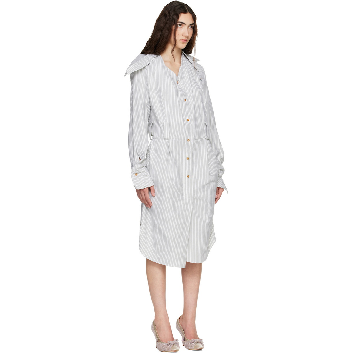 Vivienne Westwood Gray Drunken Shirt Midi Dress