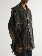 Balenciaga - Oversized Distressed Denim Jacket - Black