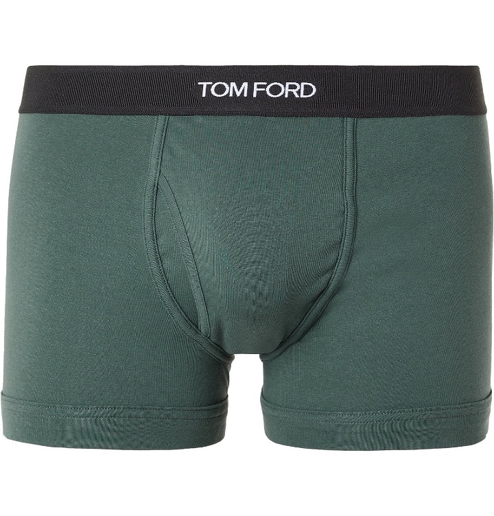Photo: TOM FORD - Stretch-Cotton Jersey Boxer Briefs - Green