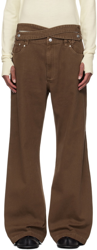 Photo: NULLUS Brown Whale Fin Snap-On Jeans