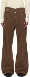 NULLUS Brown Whale Fin Snap-On Jeans