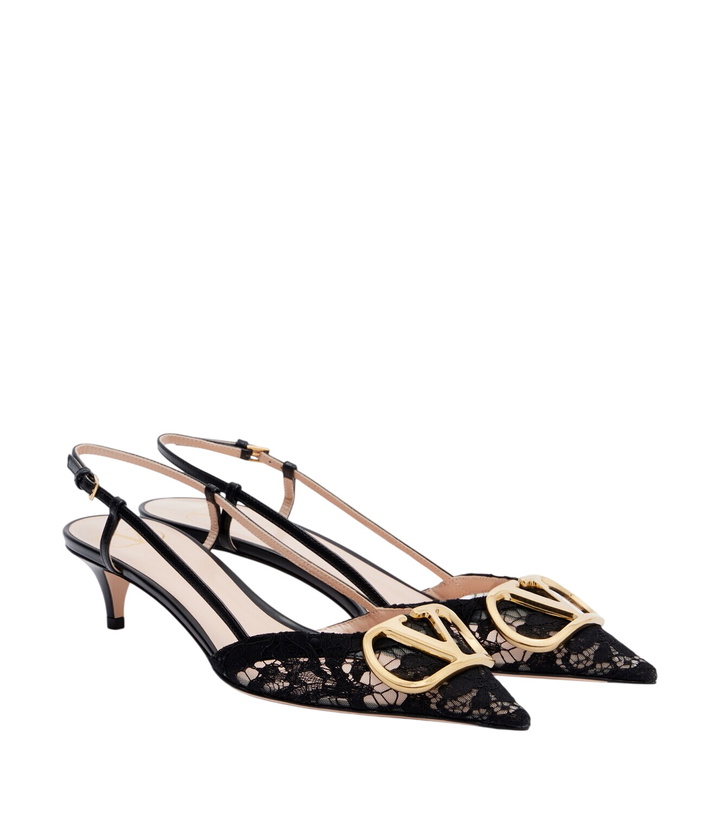 Photo: Valentino Garavani VLogo lace slingback pumps