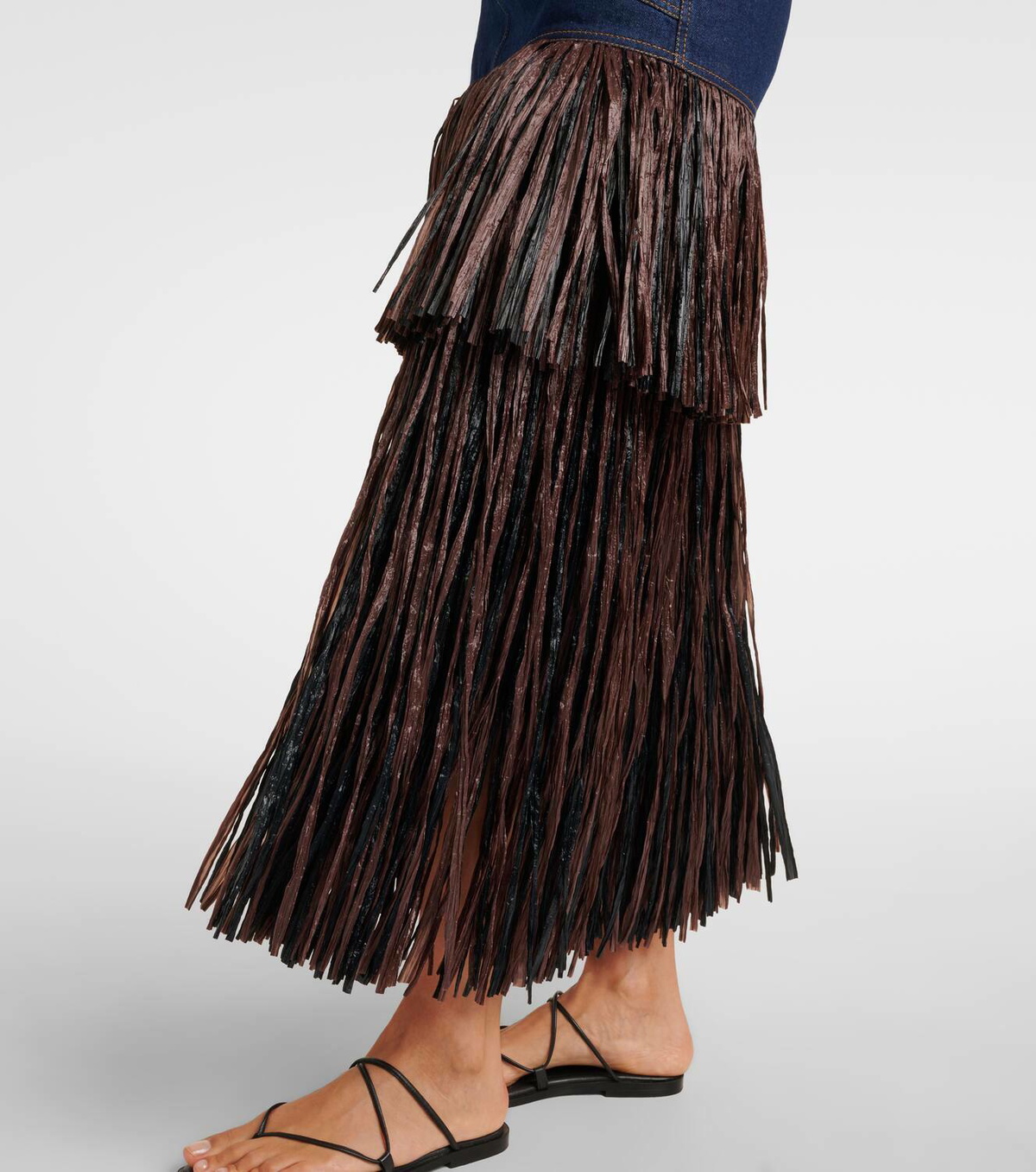 Johanna Ortiz Fringed denim maxi dress Johanna Ortiz