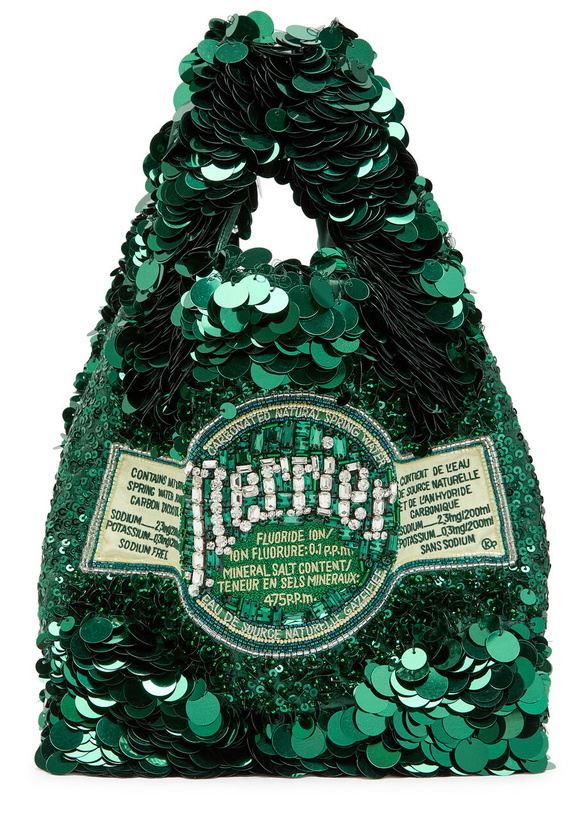 Photo: Anya Hindmarch Perrier Mini Embellished Satin Tote bag - Green - One Size