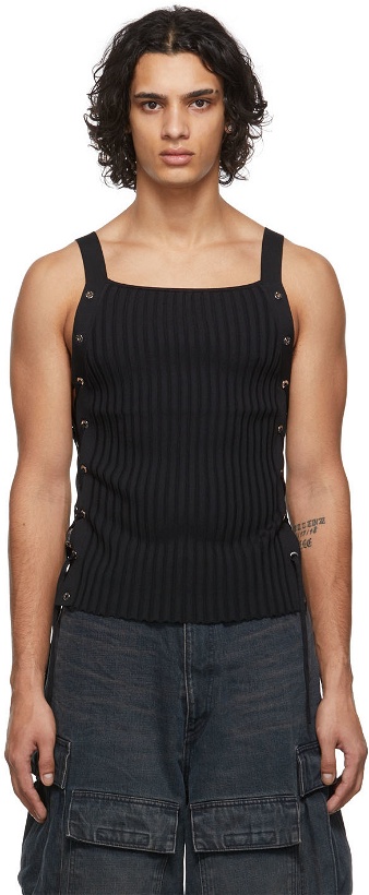 Photo: Dion Lee Black Lace-Up Eyelet Tank Top